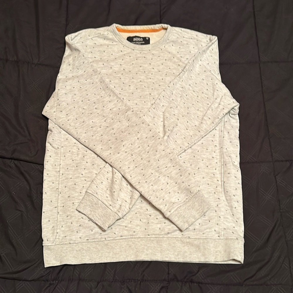 Men’s Indigo Crewneck - White/Grey with Black Speckles - US Large